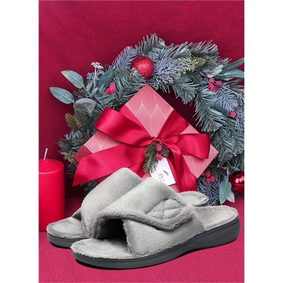 Women's Plantar Fasciitis Fuzzy House Orthopedic Adjustable Slippers With Arch - Picture 4 of 14